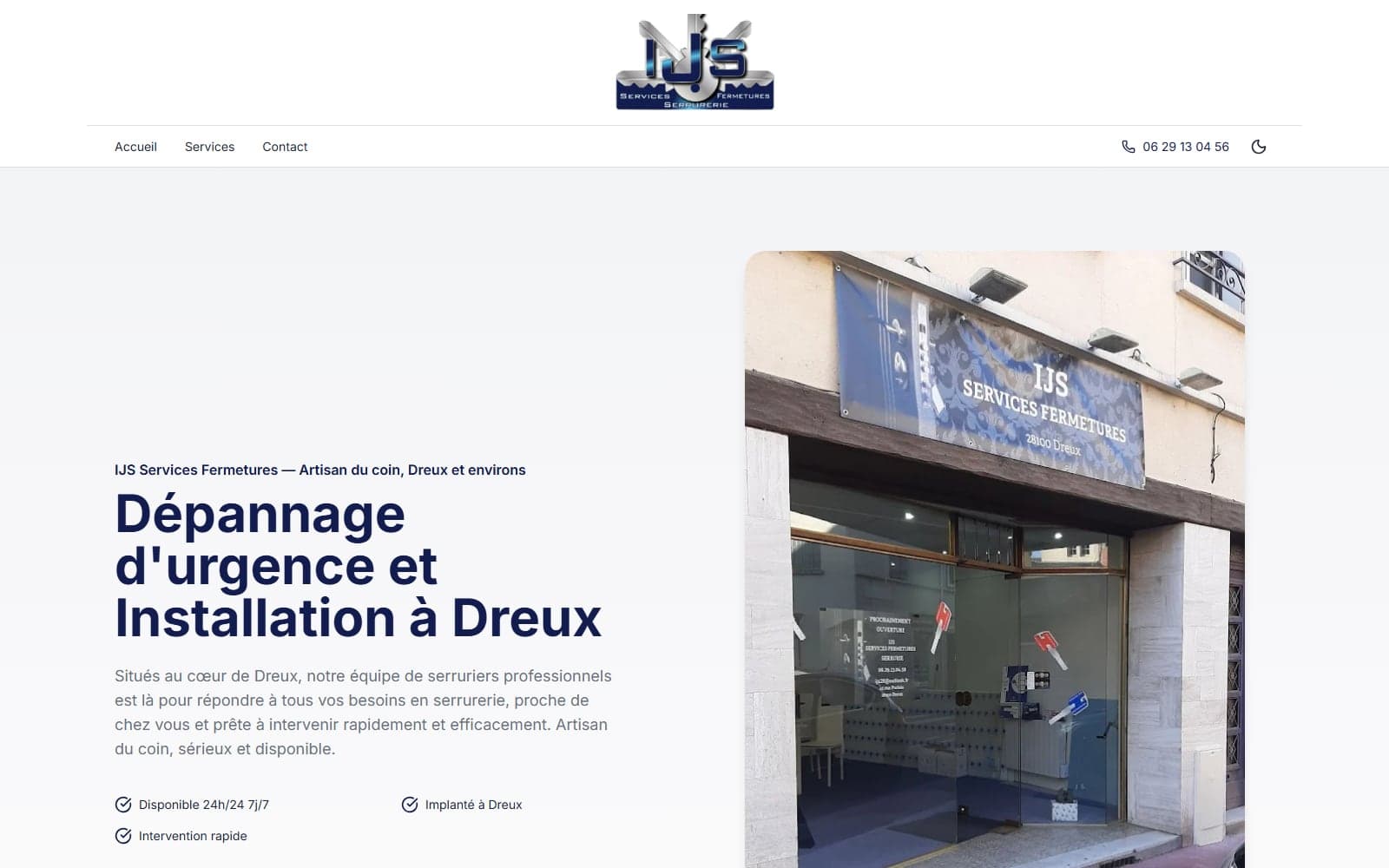 Page d’accueil du site IJS Services
