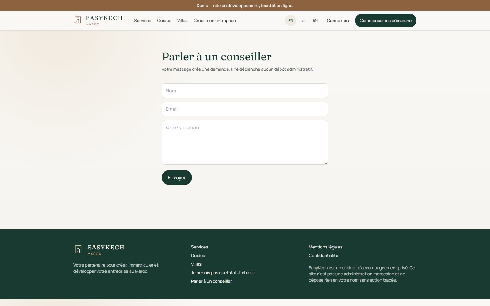 Contact — un interlocuteur, pas un formulaire perdu.