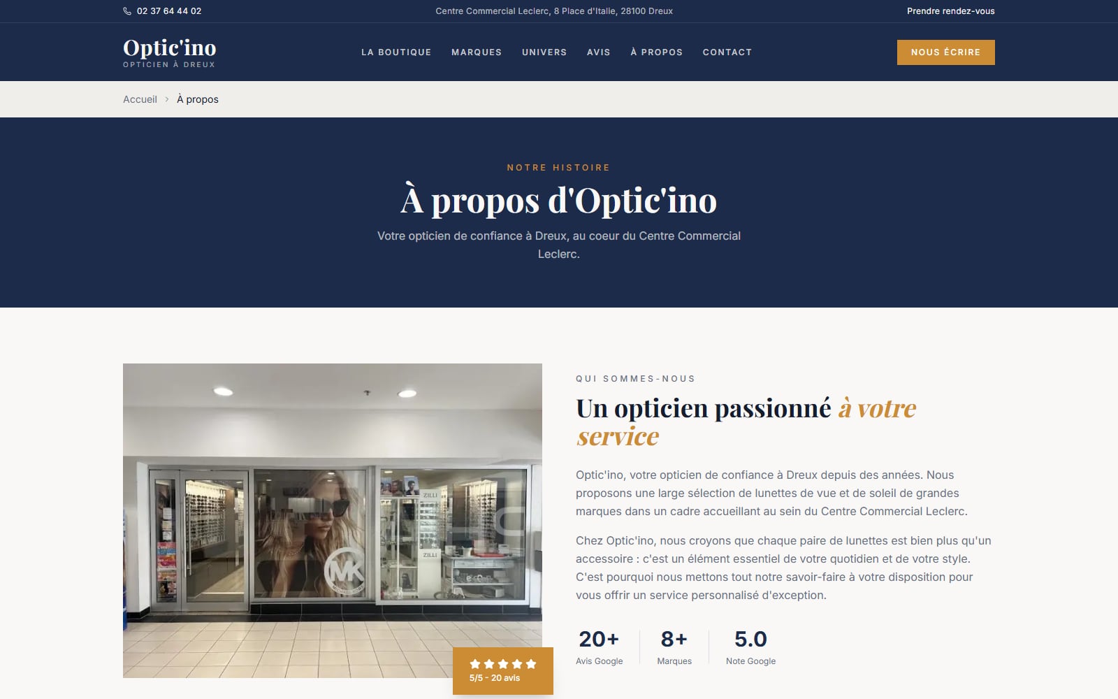 À propos — le magasin, l’équipe, le conseil en boutique.
